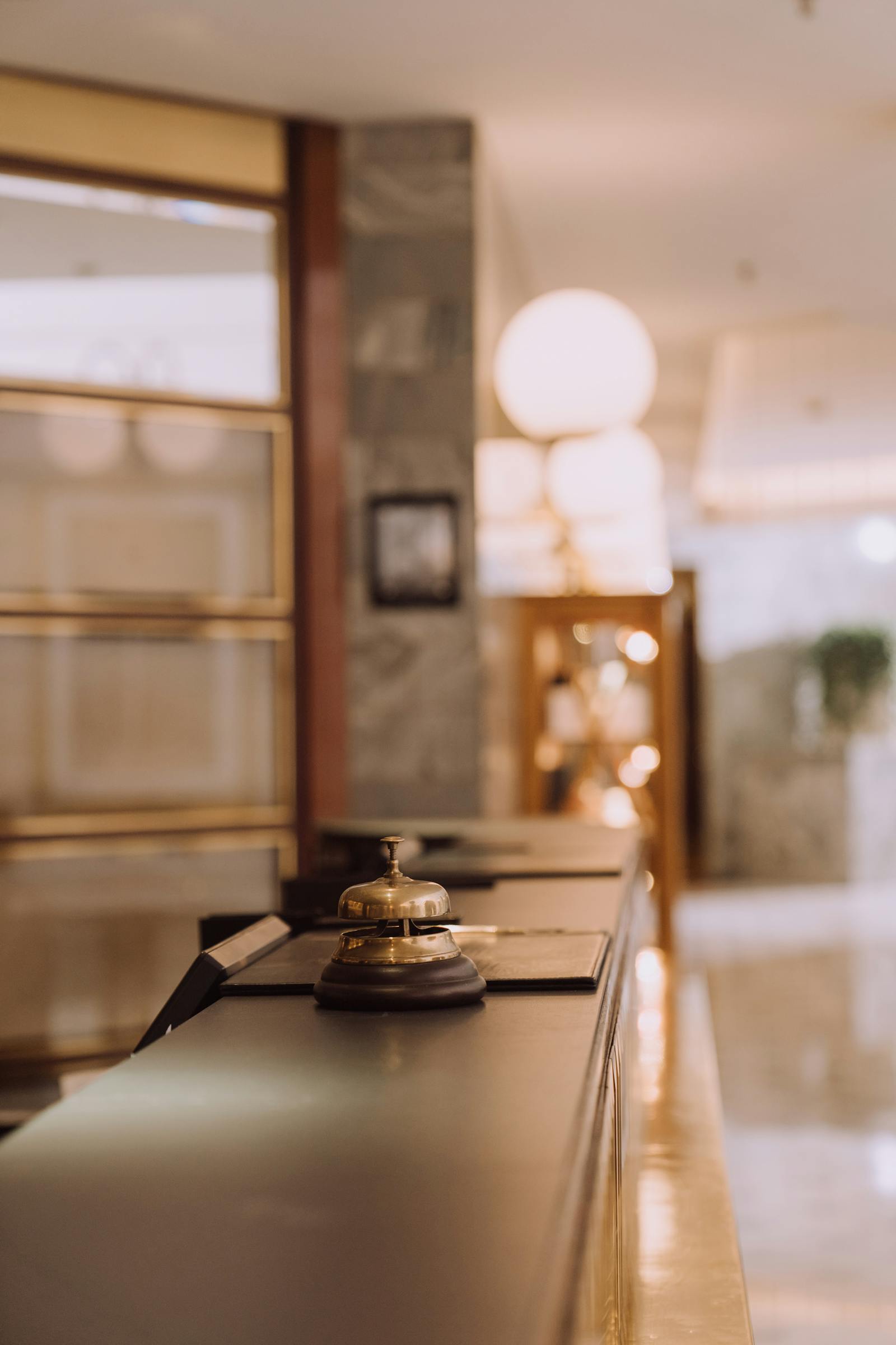 Service bell on a hotel reception counter